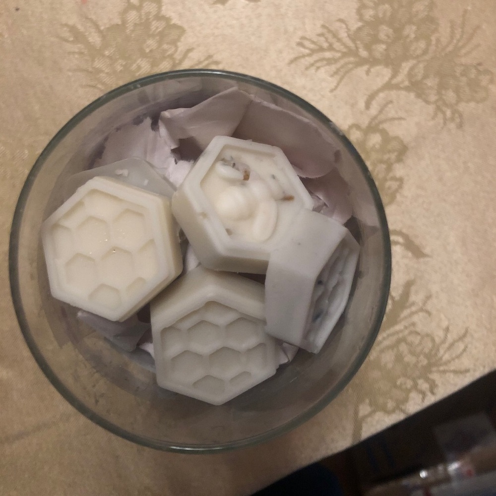 Homemade by me amazingly scented wax melts infused with essential oils.